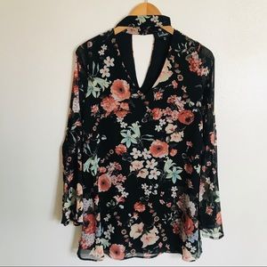 LULU'S Floral Choker Mini Dress